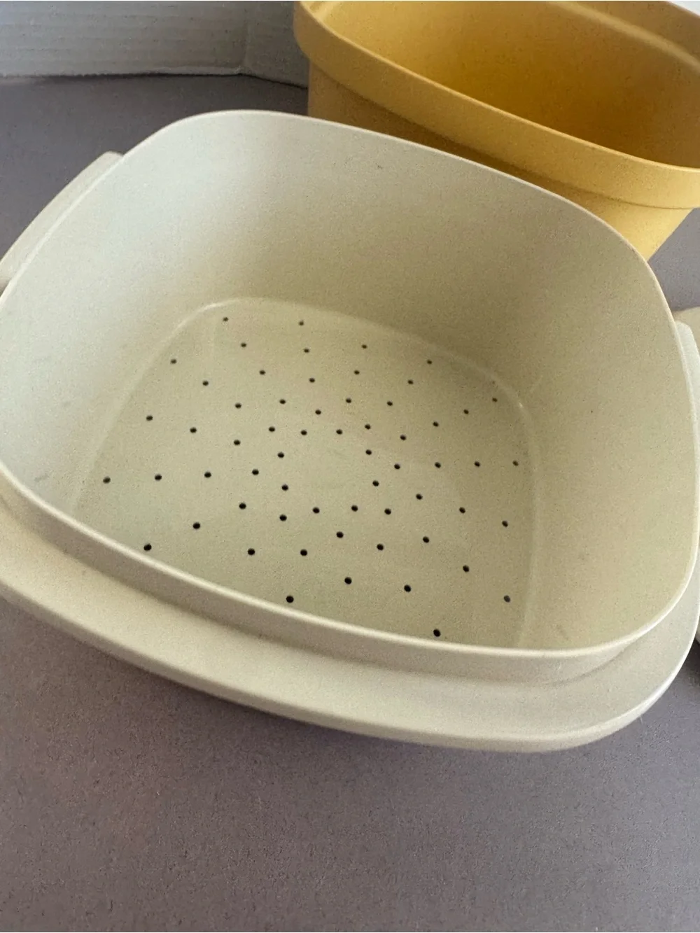 Tupperware Yellow Container with Cream Lid
